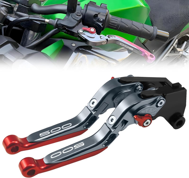 XIDAODIT for Kawasaki NINJA500 Ninja 500 Z500 Z 500 SE 2024 2025 Motorcycle Clutch Lever Adjustable Handlebars Brake and Clutch Levers Set (Red) - Image 1
